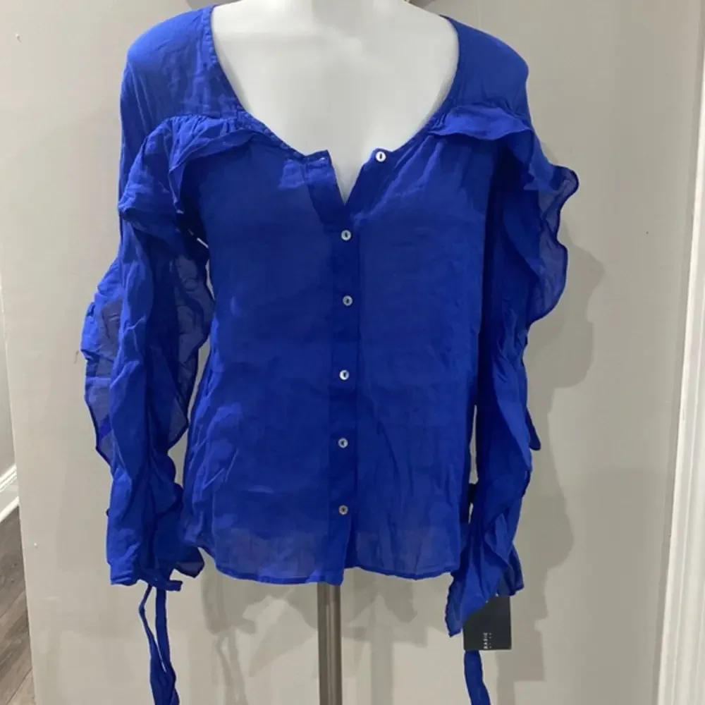 NWT! Zara Chiffon Ruffled‎ Button Up
